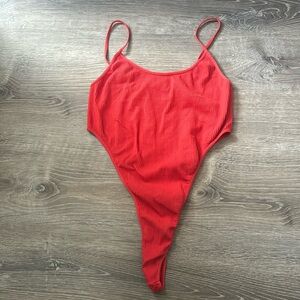 Red high leg bodysuit